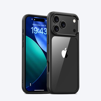 Crystal clear hybrid protective case for iPhone 17 Series in Black