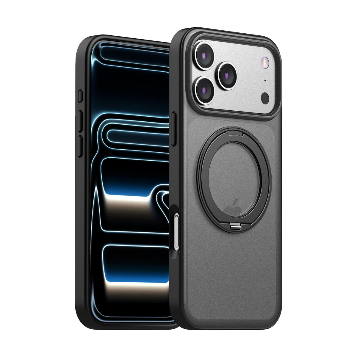 360° rotatable magnetic stand case for iPhone 17 Series in Black