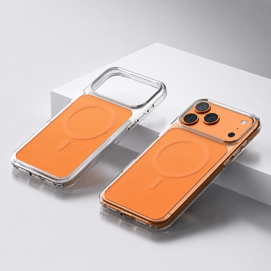 Clear magnetic case for iPhone 17 Pro and Pro Max in Orange