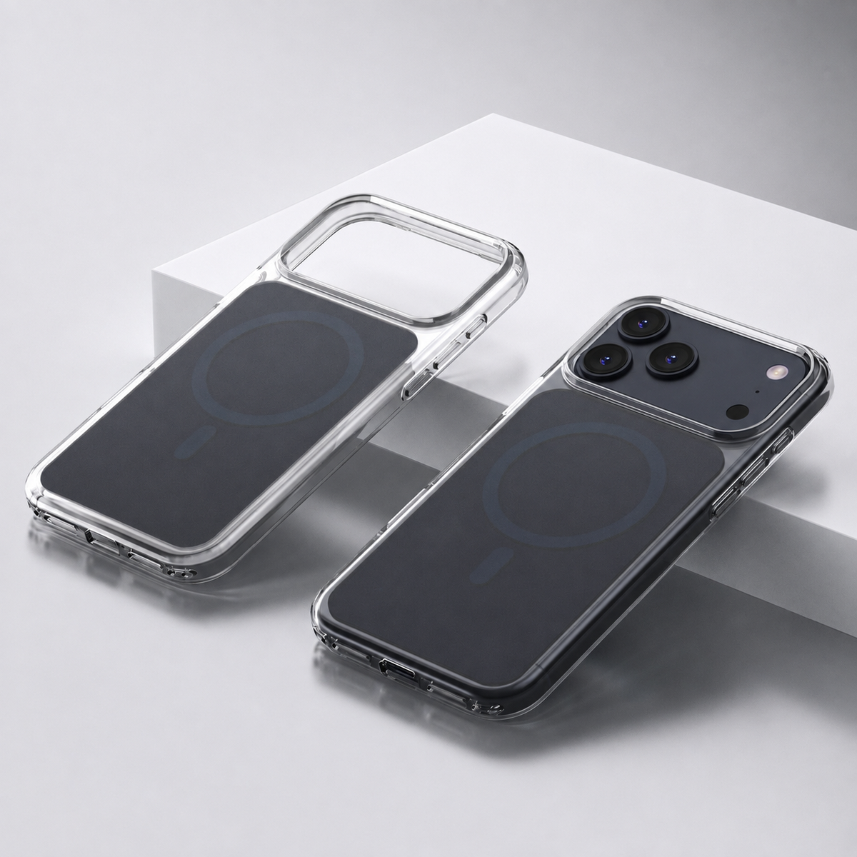 Clear magnetic case for iPhone 17 Pro and Pro Max in Blue