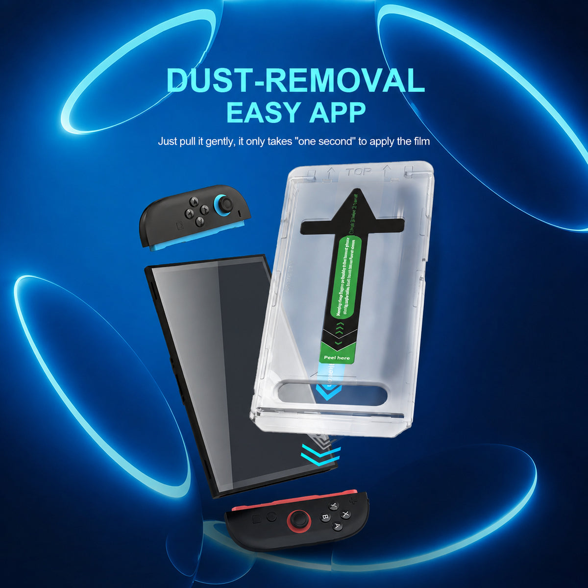 Nintendo Switch 2 dust-free one-pull tempered glass installation