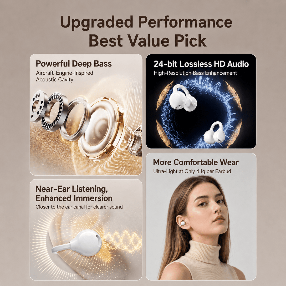 OWS-20 open-ear clip-on wireless earbuds - product detail image 2
