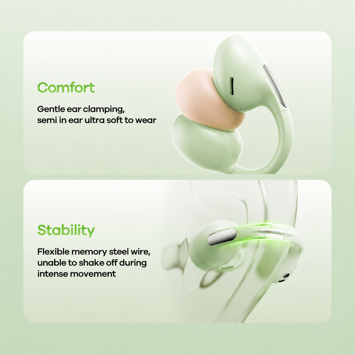 OWS-26 clip-on wireless earbuds - side profile