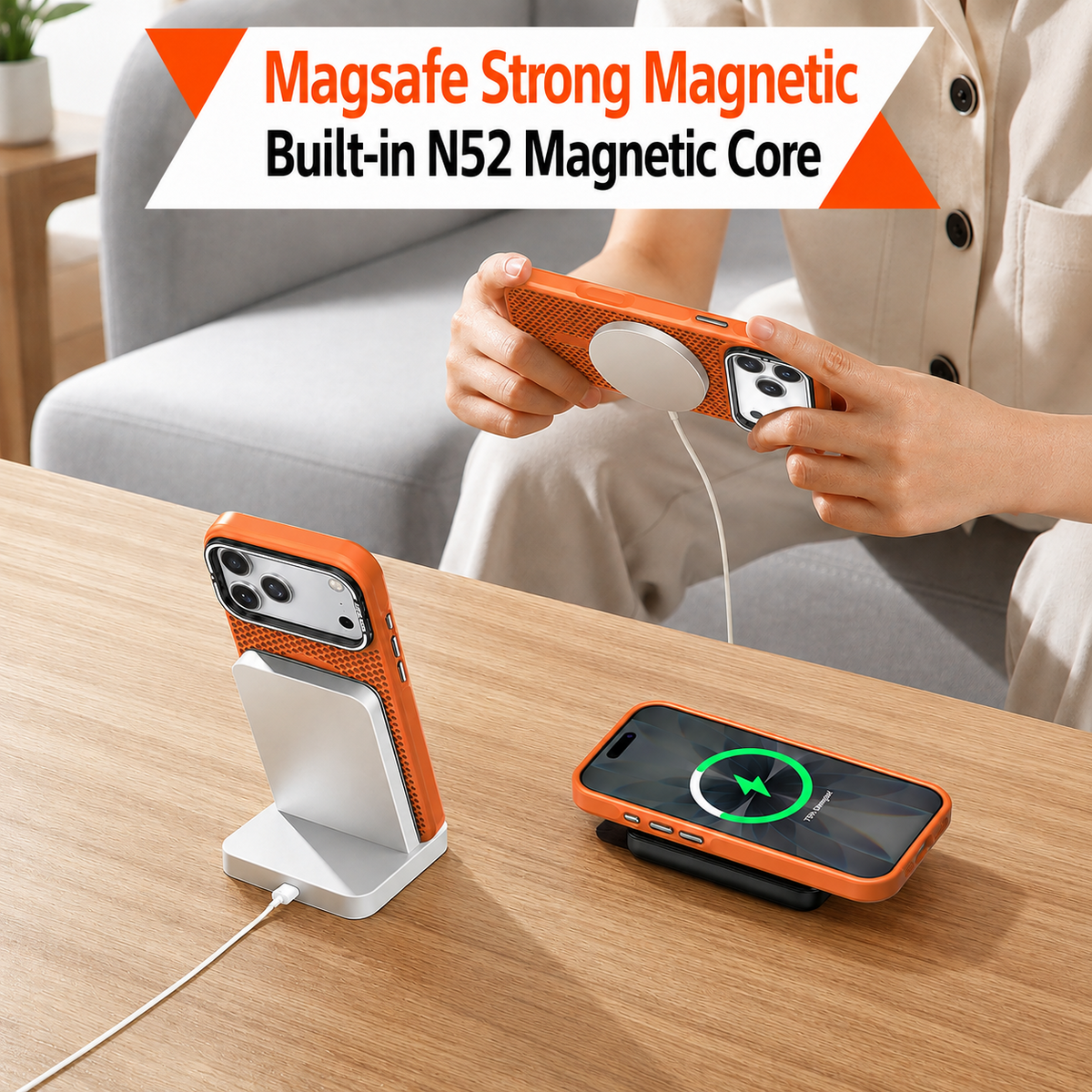 N52 Magnetic Honeycomb Case – Heat Dissipation, Metal Camera Stand & Full Protection
