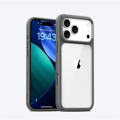 Crystal clear hybrid protective case for iPhone 17 Series in Titanium Gray