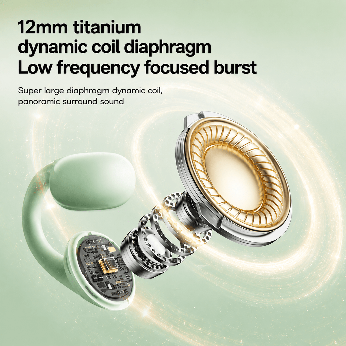 OWS-26 open-ear earbuds - ear clip design detail