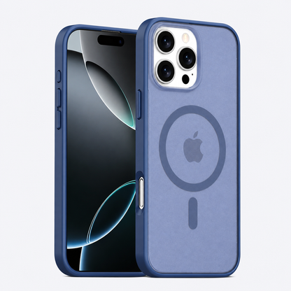 Matte frosted magnetic case for iPhone 16 Series in Blue