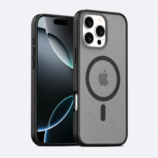Matte frosted magnetic case for iPhone 16 Series in Black