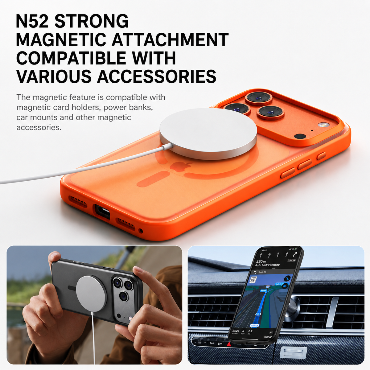Soft-touch magnetic iPhone case with metal buttons - product detail image 6