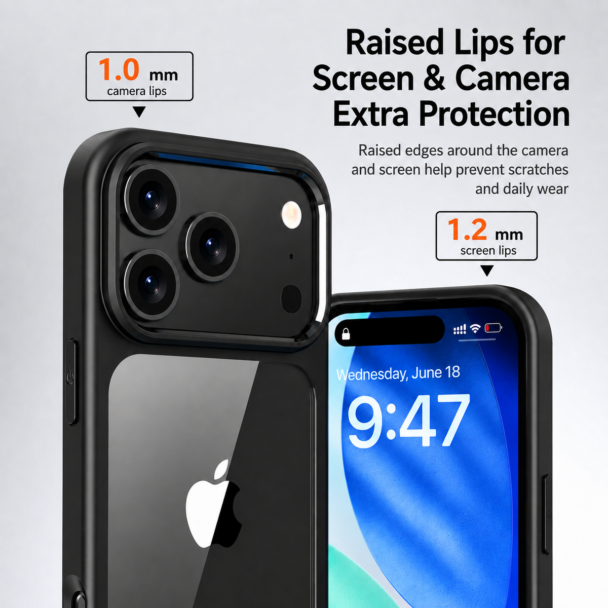 Crystal clear hybrid case for iPhone 17 Series - product detail image 2