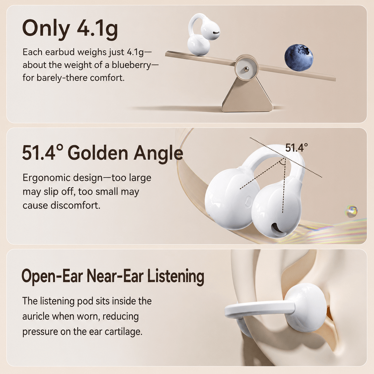 OWS-20 open-ear clip-on wireless earbuds - product detail image 6