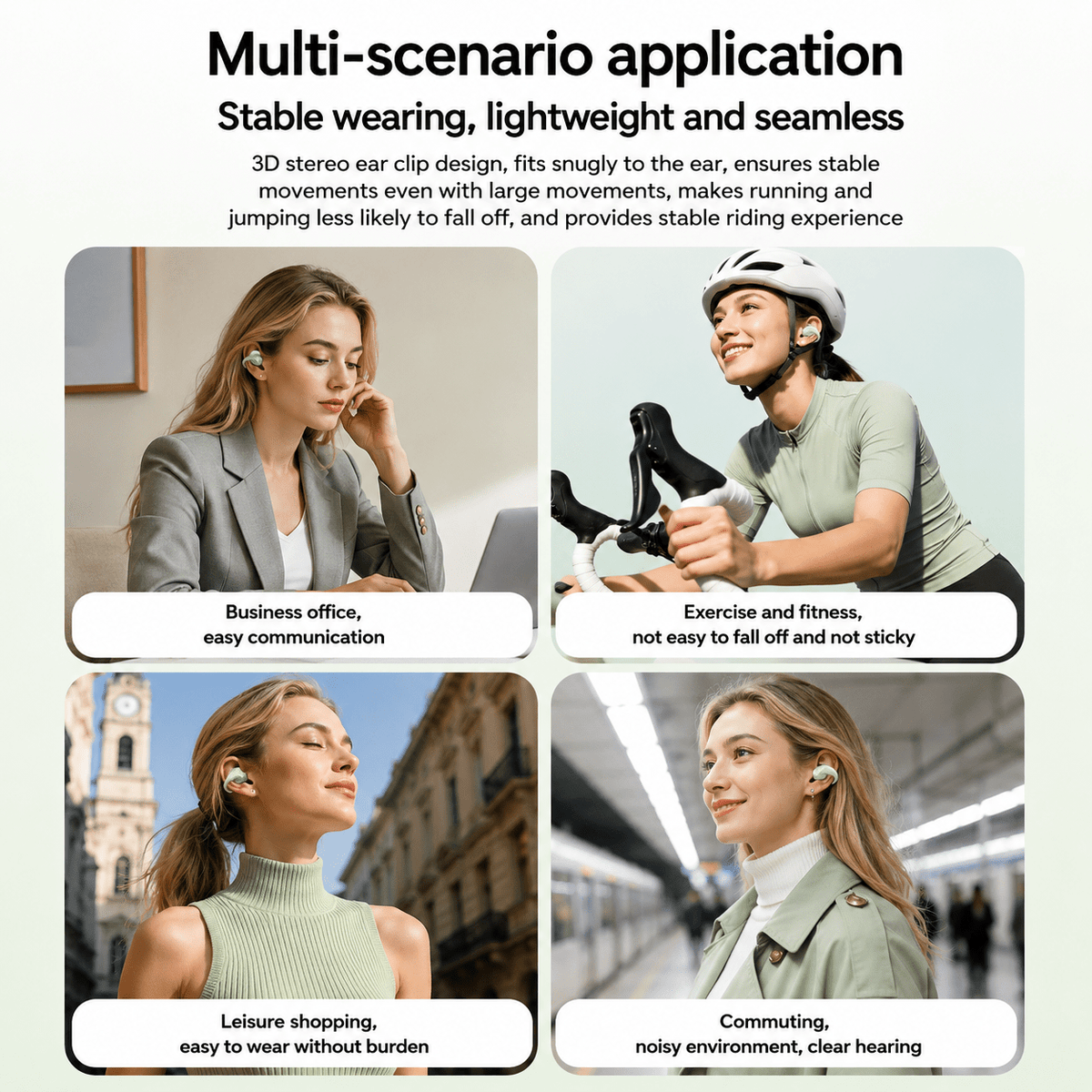 OWS-26 wireless clip-on earbuds - everyday listening design