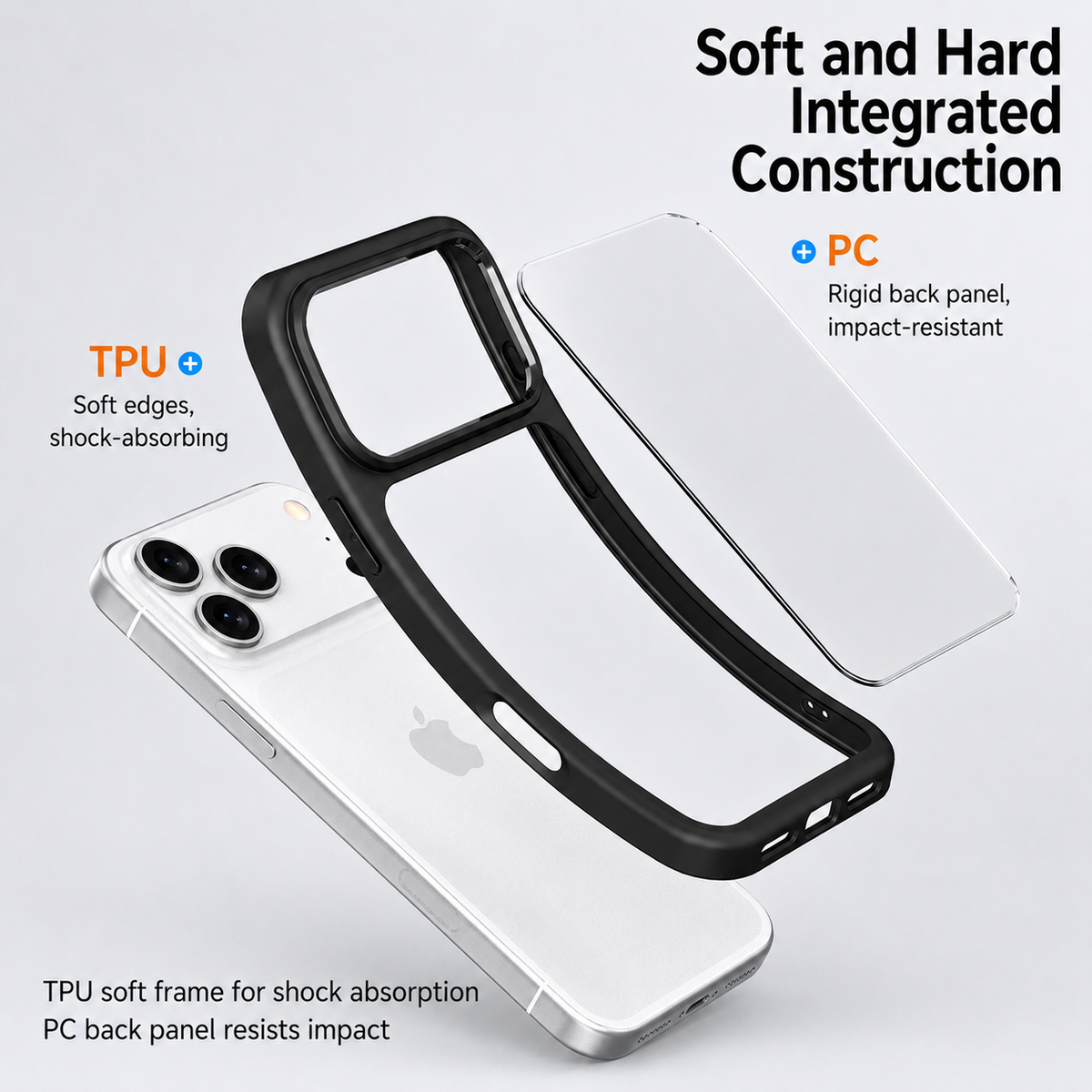 Crystal clear hybrid case for iPhone 17 Series - product detail image 3