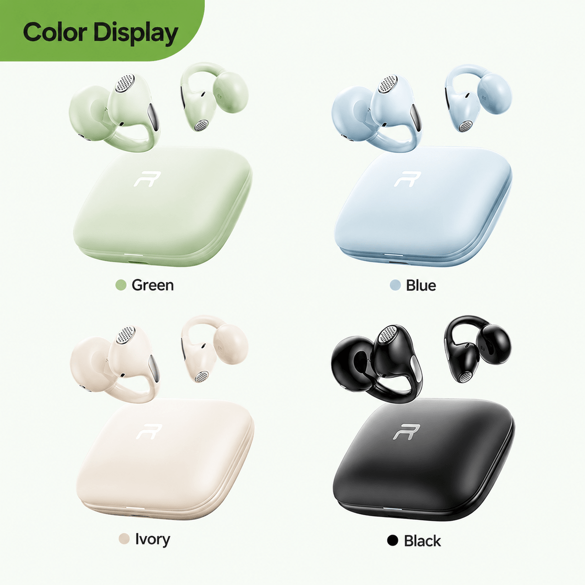 OWS-26 open-ear earbuds - close-up product view