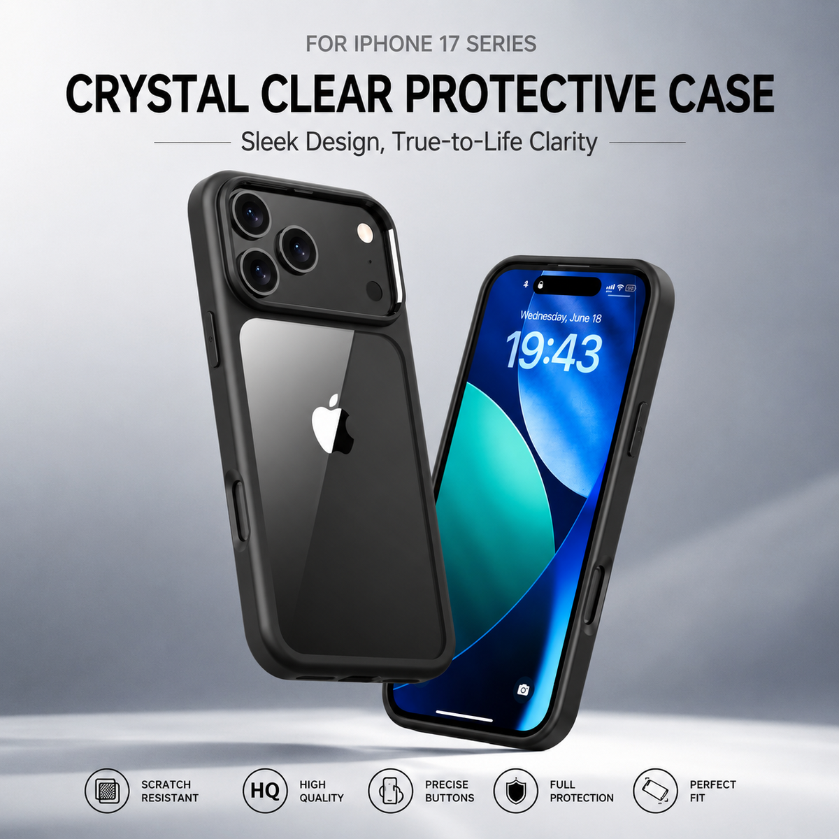 Crystal clear hybrid case for iPhone 17 Series - product detail image 4