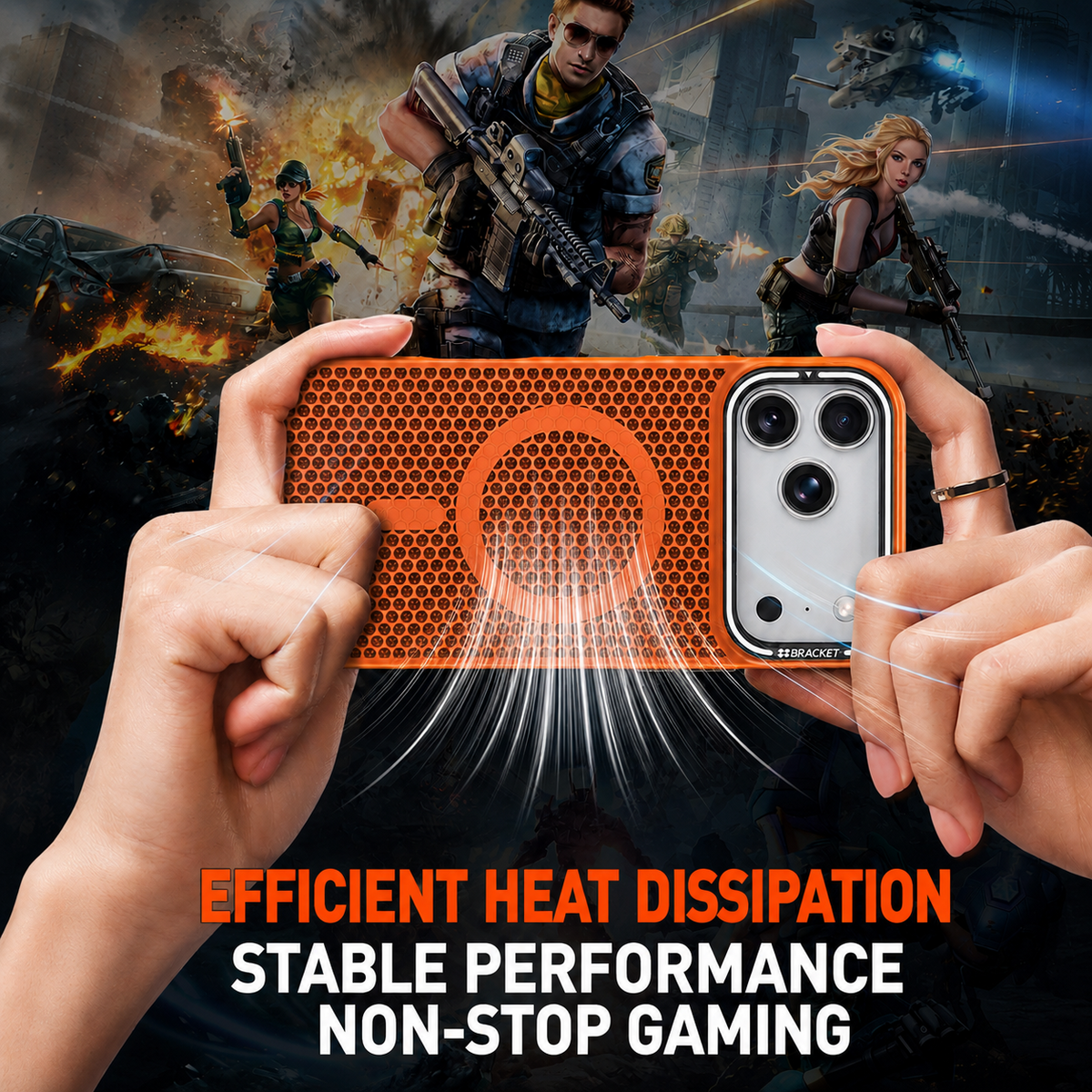 N52 Magnetic Honeycomb Case – Heat Dissipation, Metal Camera Stand & Full Protection