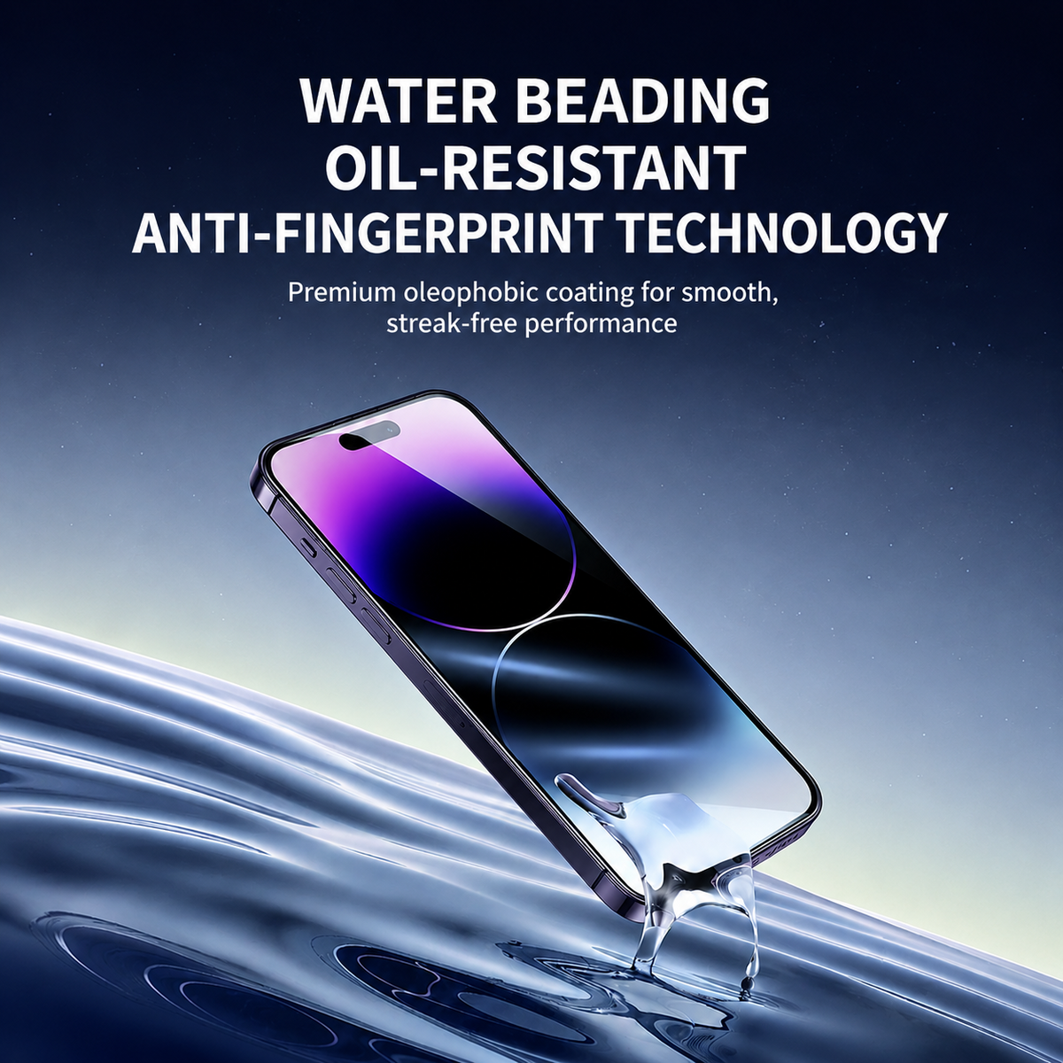 oleophobic anti-fingerprint coating on 9H tempered glass screen protector