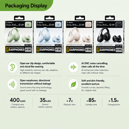 OWS-26 clip-on wireless earbuds - design overview
