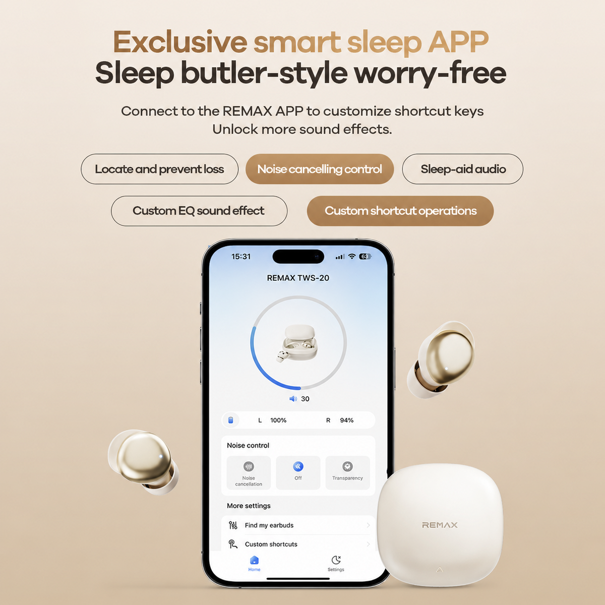 TWS-20 ANC sleep wireless earbuds - product detail image 3