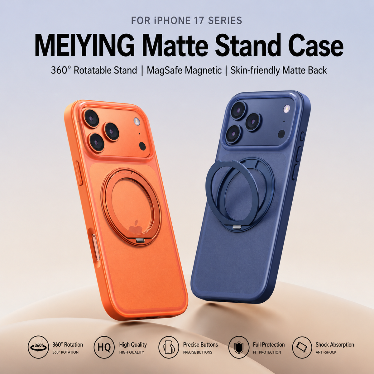 360° rotatable magnetic stand case for iPhone 17 Series - product detail image 4