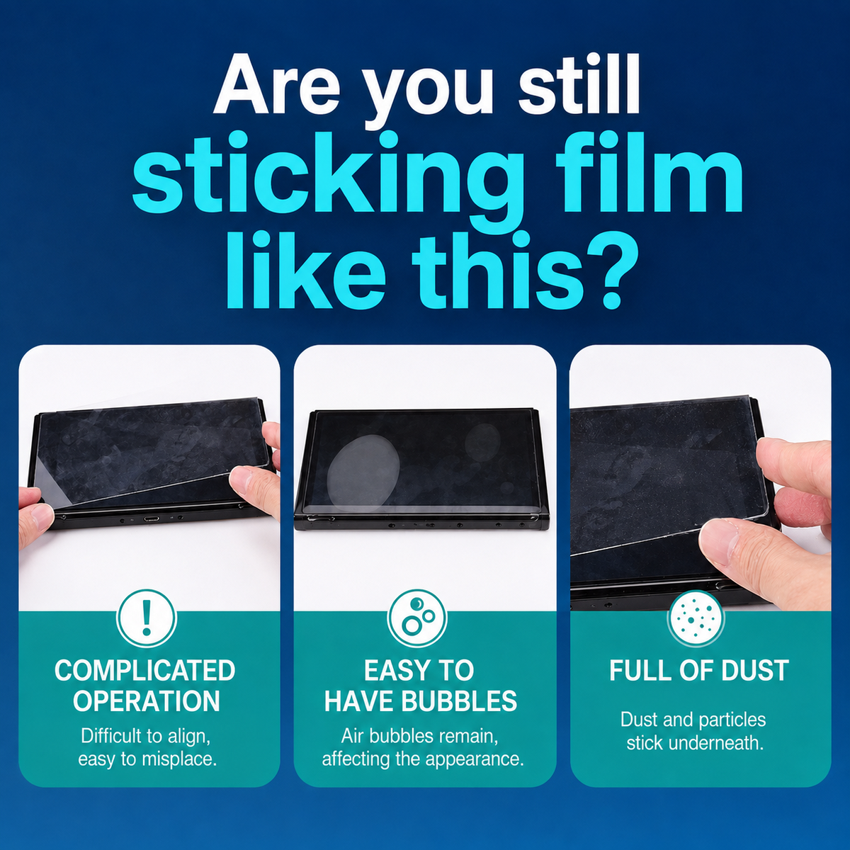 Nintendo Switch 2 dust-free installation compared with traditional screen protector installation