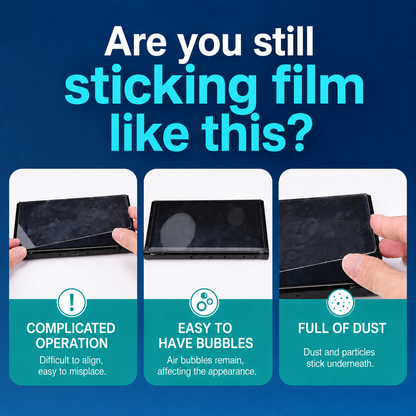 Nintendo Switch 2 dust-free installation compared with traditional screen protector installation