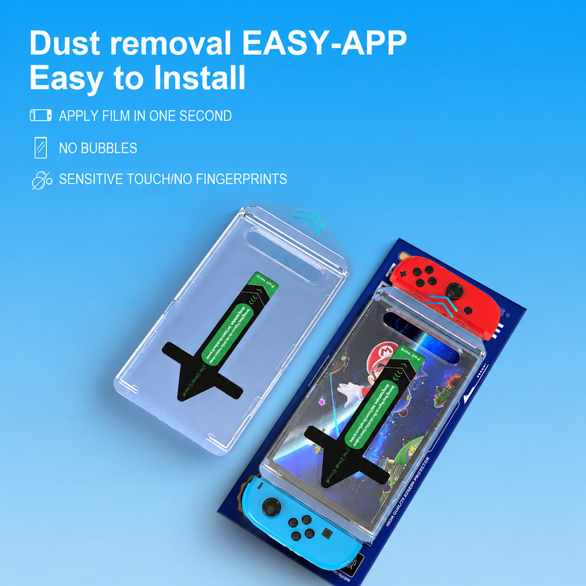 Nintendo Switch 2 easy dust-free tempered glass installation kit