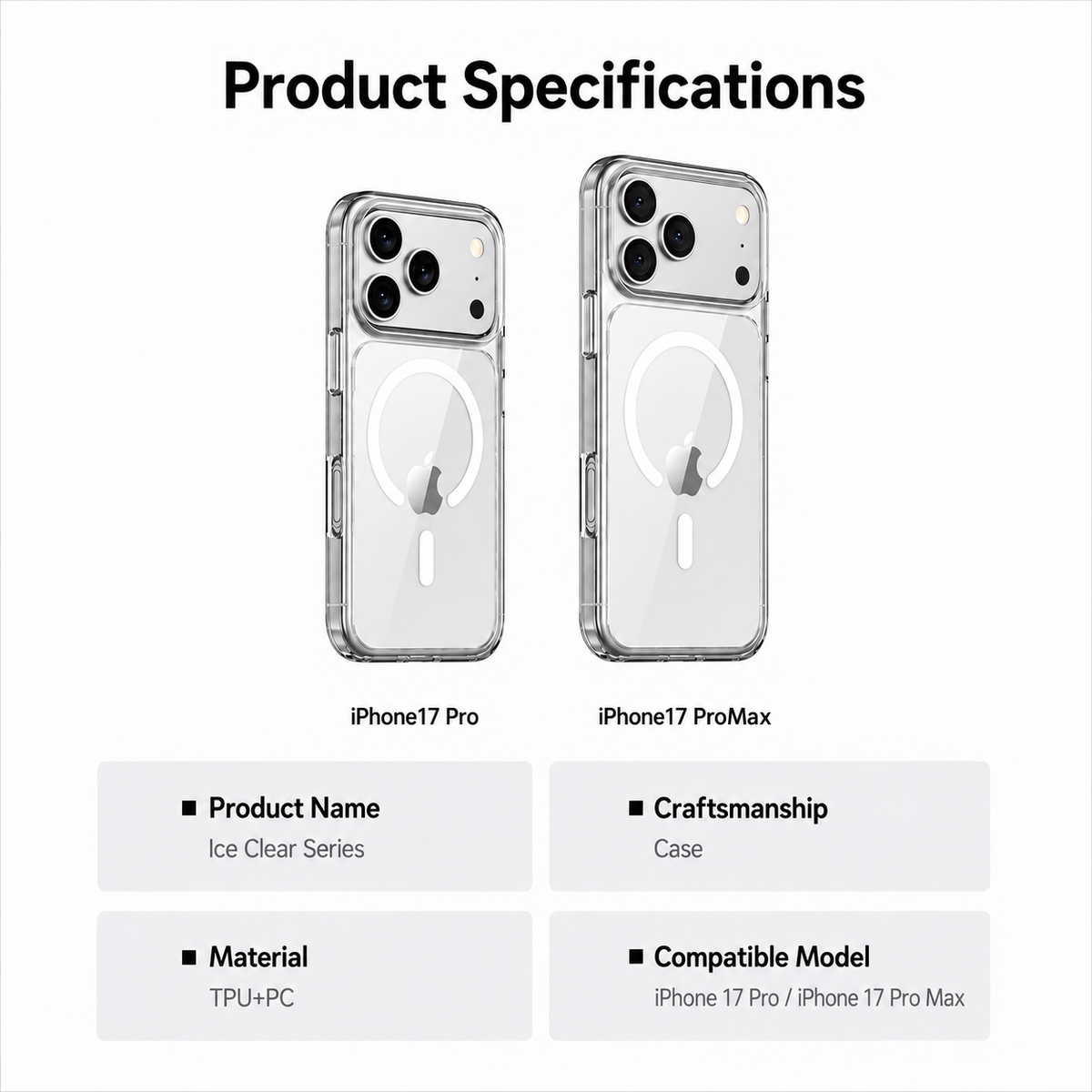 Clear magnetic case for iPhone 17 Pro and Pro Max - product detail image 1