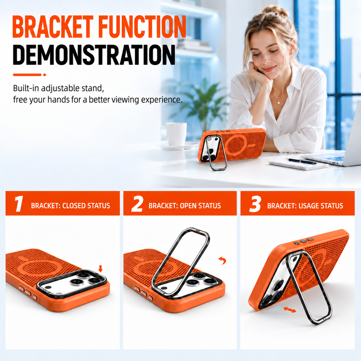 N52 Magnetic Honeycomb Case – Heat Dissipation, Metal Camera Stand & Full Protection