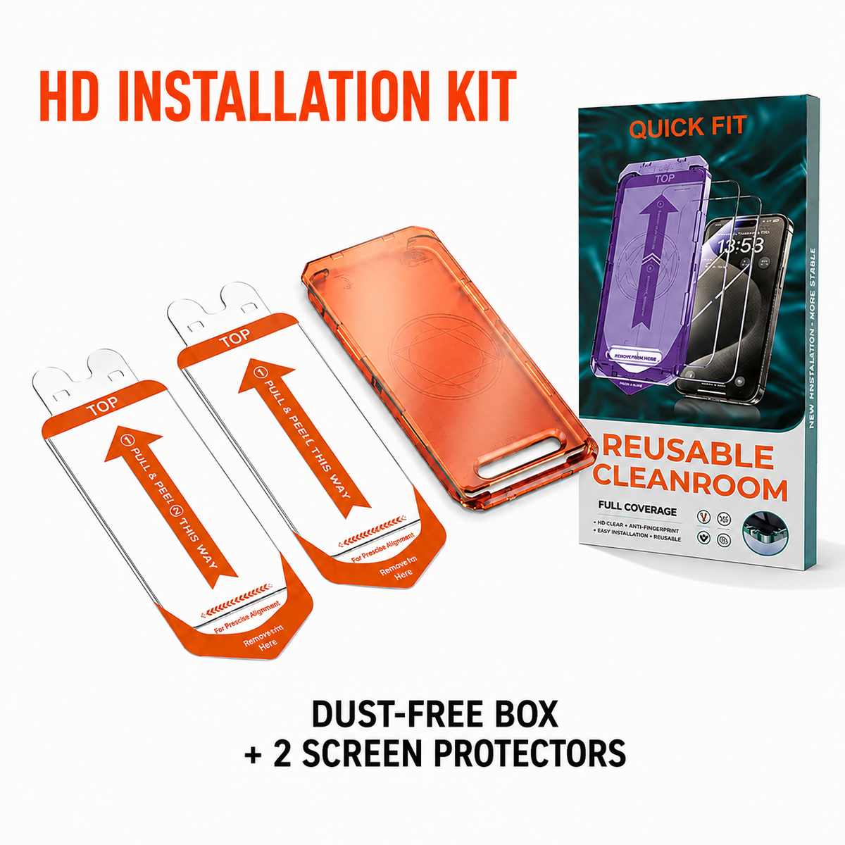 2-pack tempered glass screen protector for iPhone 17 series with dust-free alignment applicator