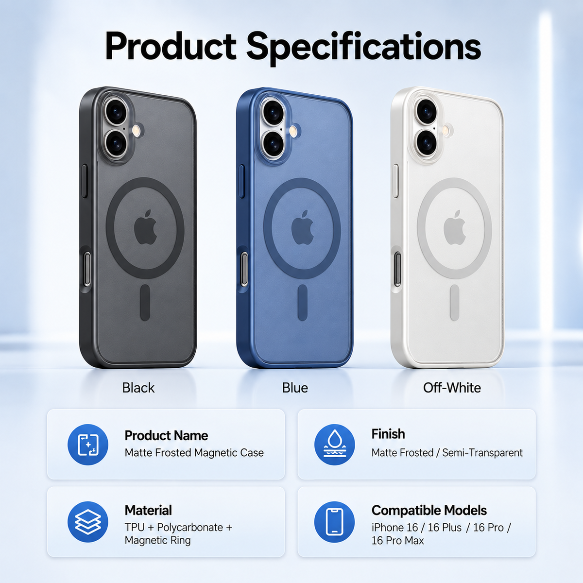 Matte frosted magnetic case for iPhone 16 Series - product detail image 7